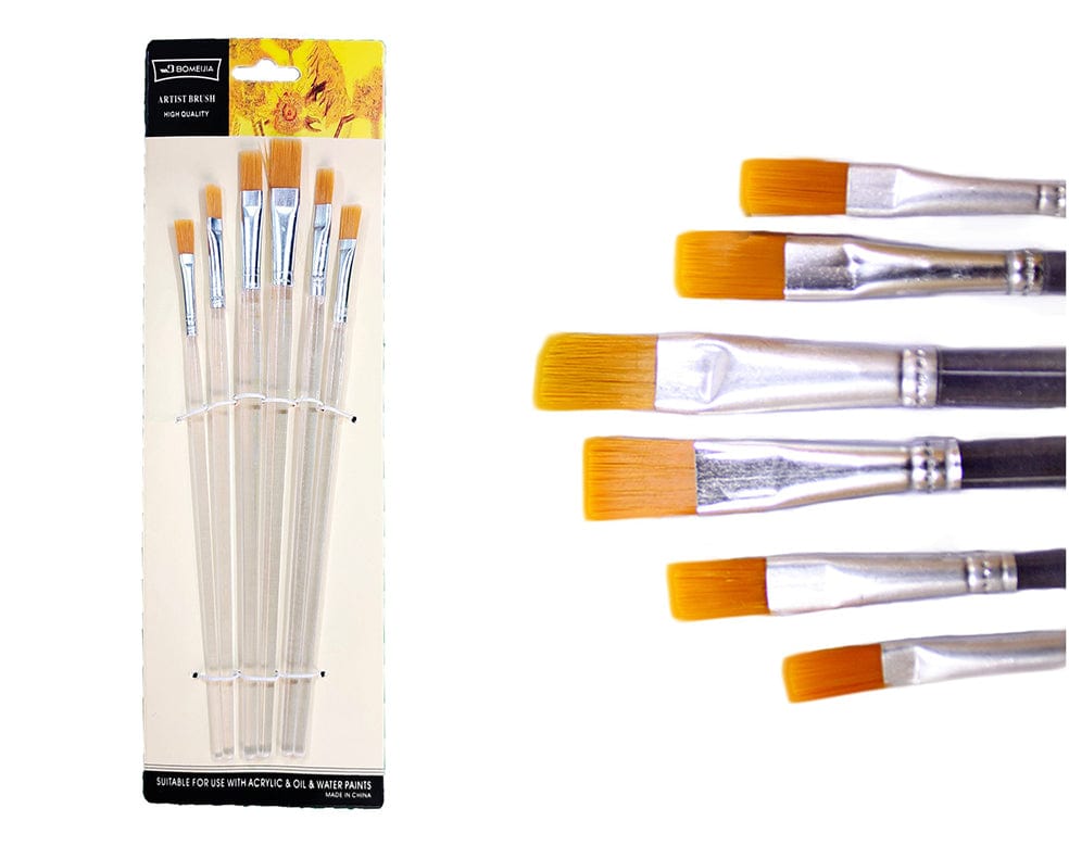 6 pieces flat paint brush set