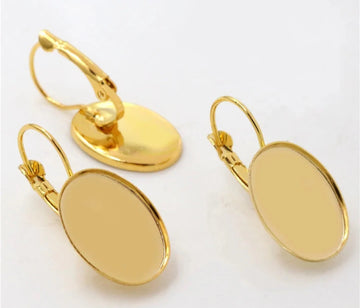 Oval Golden Small Earring Base For Resin