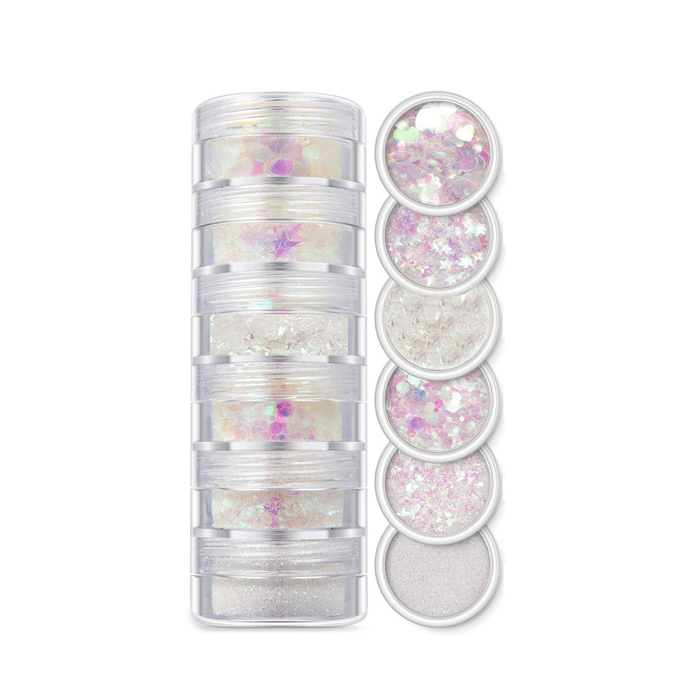6 shades milky holographic glitter set