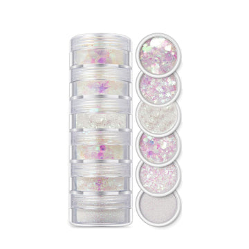 6 shades milky holographic glitter set
