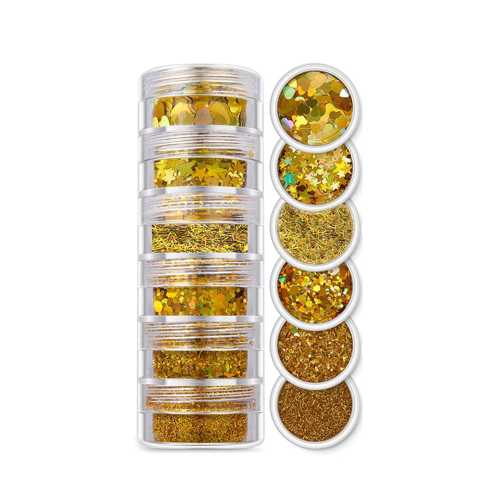 6 shades golden holographic glitter set