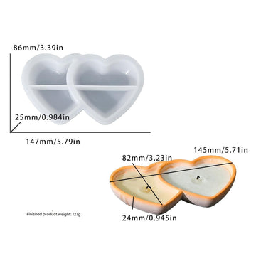 Double heart candle bowl mould
