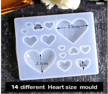 14 cavities mini heart mould