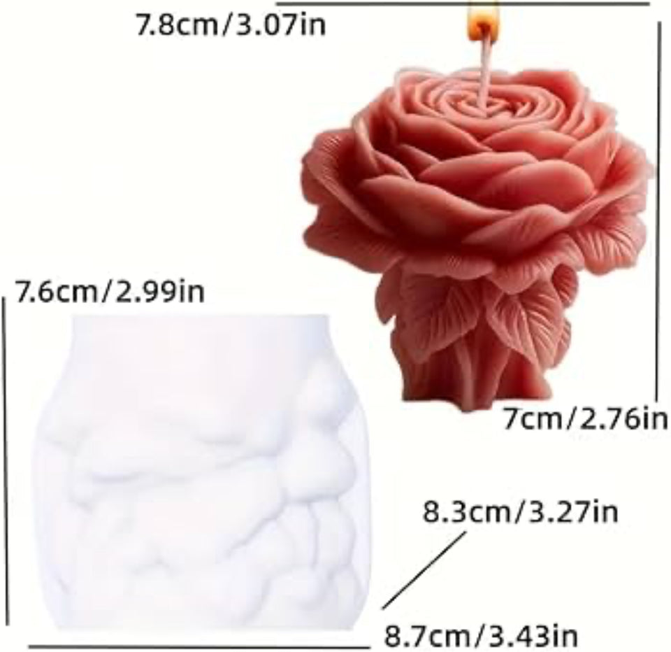 3D Rose Leaf Pillar Candle Mould (342)