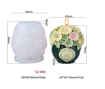 3D Flower Basket Candle Mould (068)