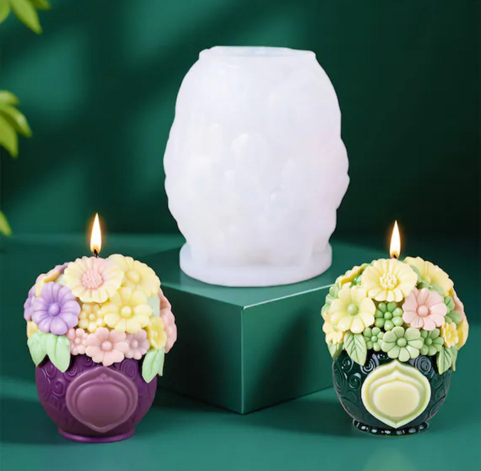 3D Flower Basket Candle Mould (068)