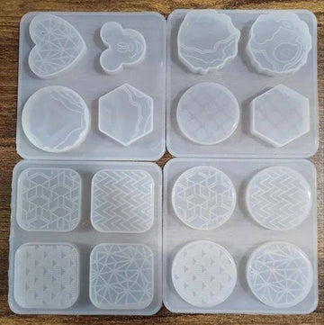 4 pieces engraved design pop socket or keychain mould