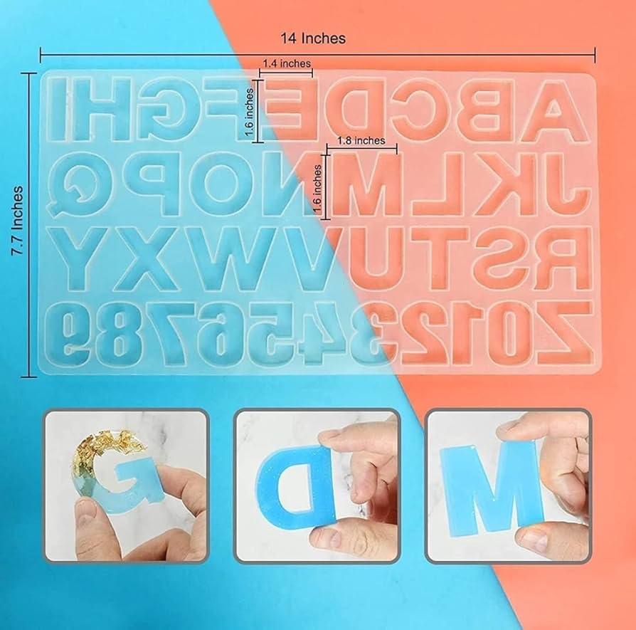 Back pour without hole alphabet Silicon Mould