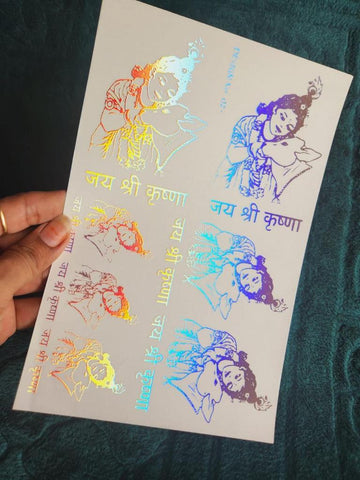 Jay Shree Krishna Holographic Stickers