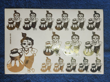 Krishna-Makhan Chor Golden Embossed Stickers