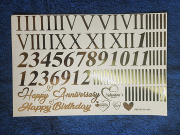 Numbers Golden Embossed Stickers