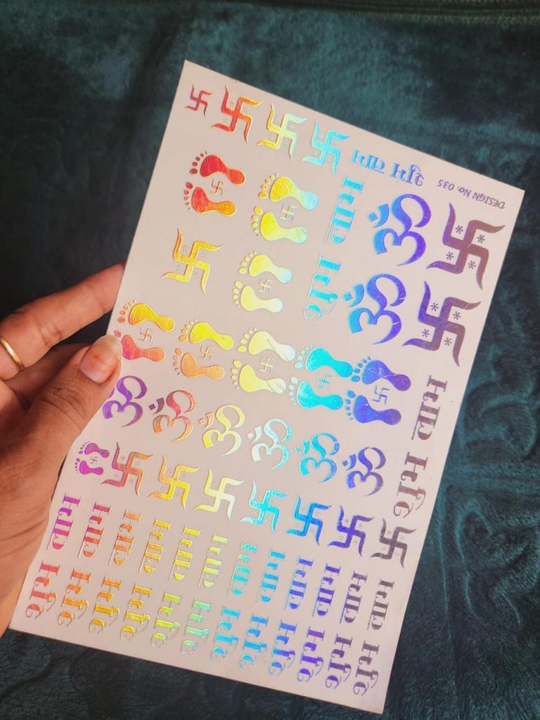 Om & Shubh Labh Hologprahic Stickers