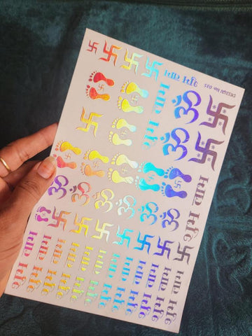 Om & Shubh Labh Hologprahic Stickers