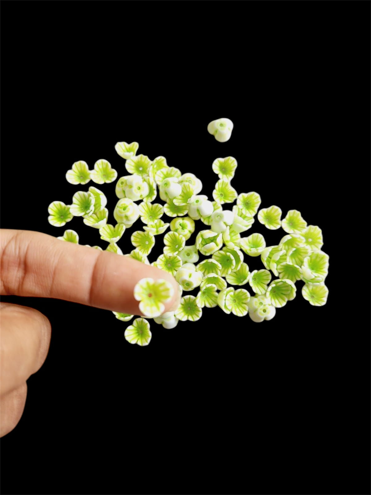 Green flower beads