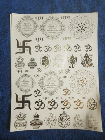 Shubhlabh & OM Golden Embossed Stickers