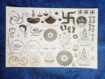 Swastik, Om & God Golden Embossed Stickers