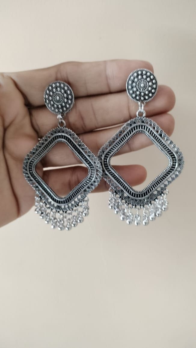 Square shape jhumka base silver