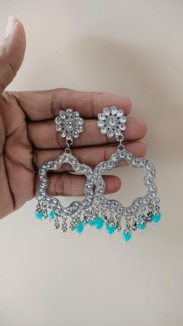 Flower shape jhumka base silver