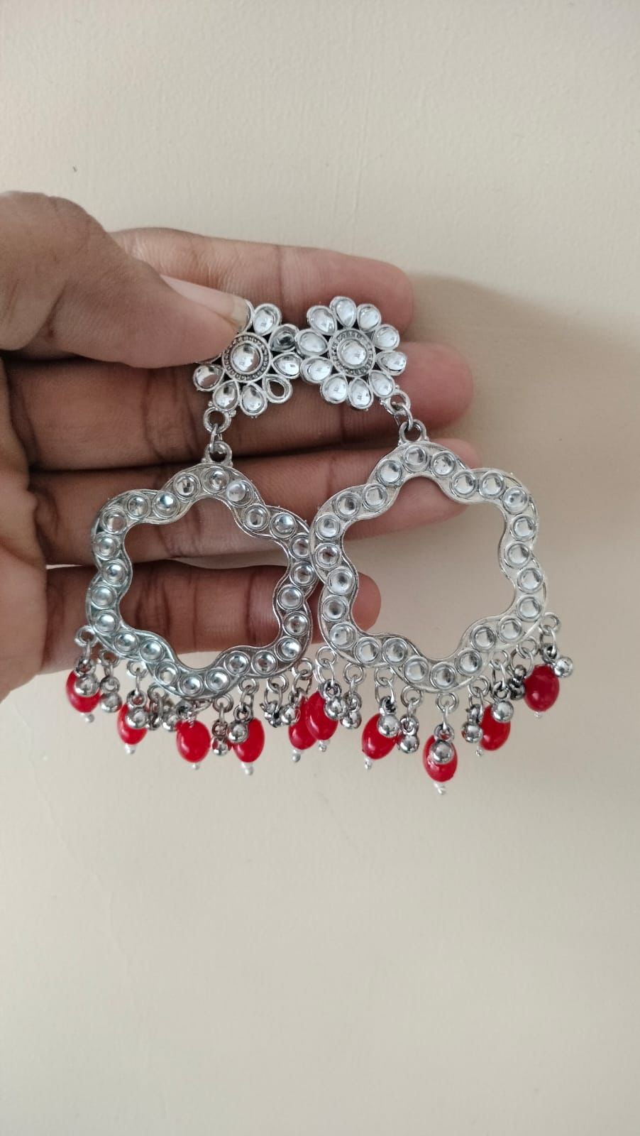 Flower shape jhumka base silver