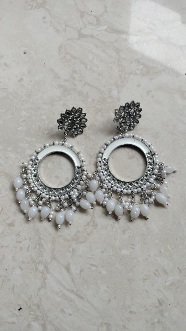 White Chand Bali Jhumka