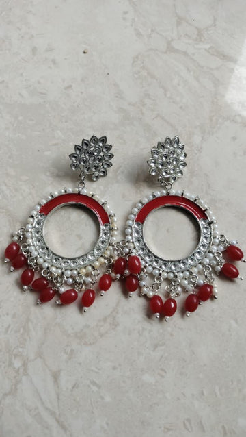 Red Chand Bali Jhumka