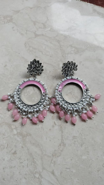 Pink Chand Bali Jhumka