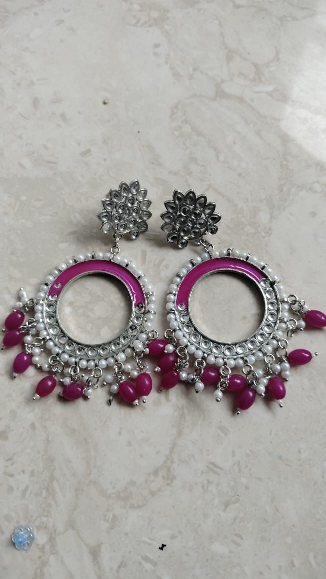 Dark Pink Chand Bali Jhumka