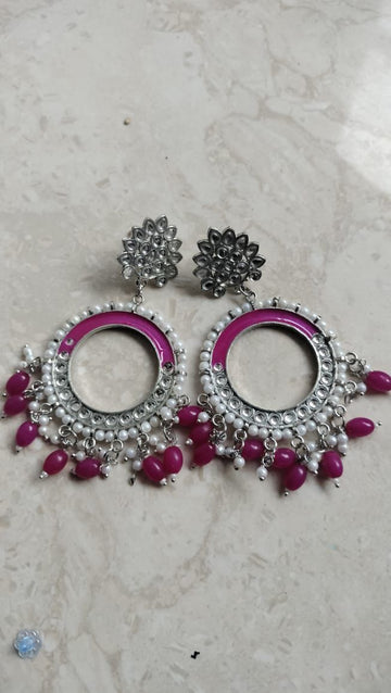 Dark Pink Chand Bali Jhumka