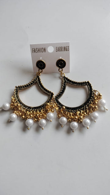 Golden Jhumka With Beads