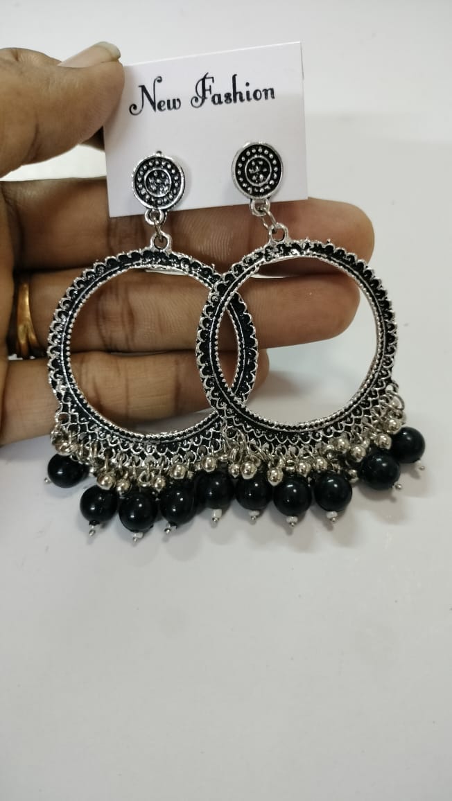 Silver round jhumka