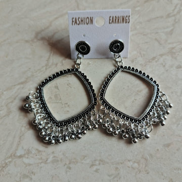 Square Resin Jhumka Base Silver