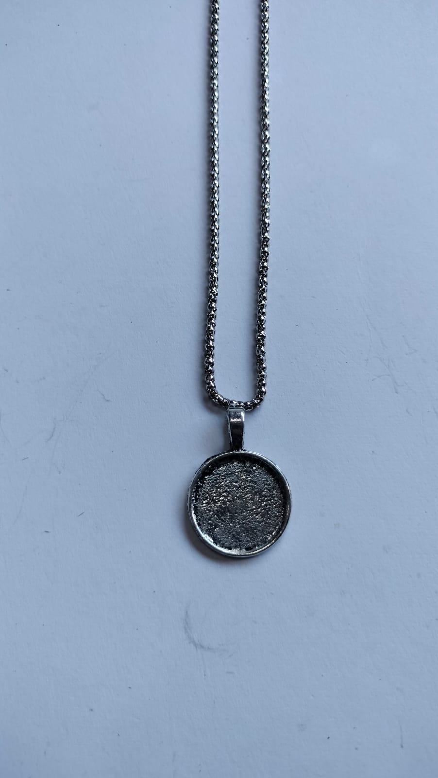 Antique Silver Chain Pendant Bezel Set