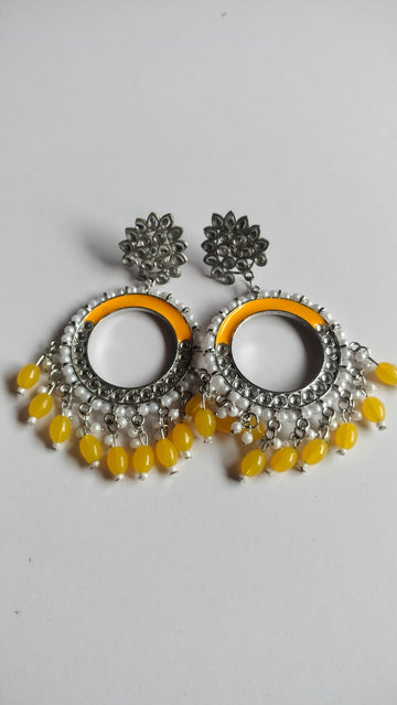 Yellow Chand Bali Jhumka