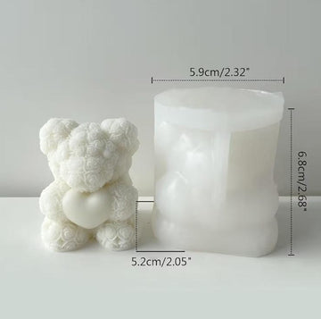 3D Teddy Bear With holding heart Candle Mould