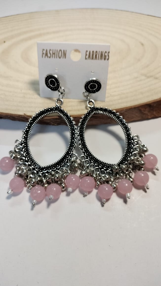 Silver Jhumka With Beads