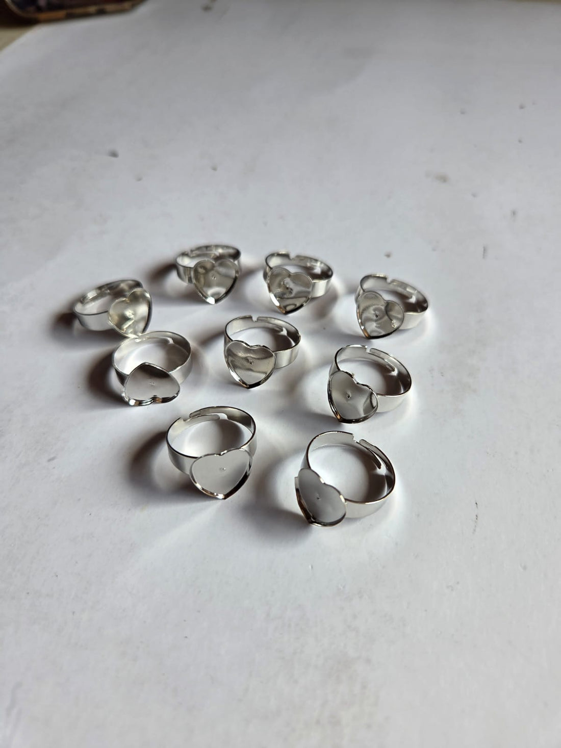 Finger ring bezel 10 piece (heart silver)