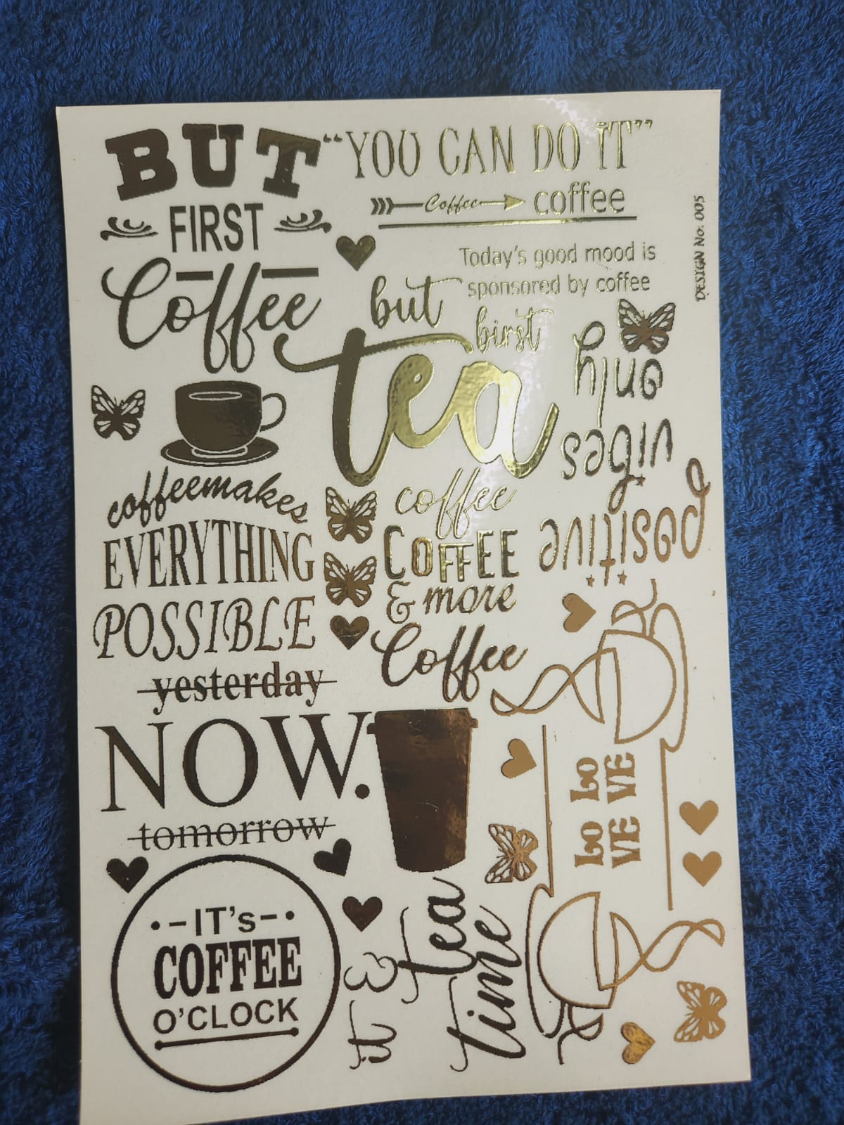 Coffee Time Golden Embossed stickers