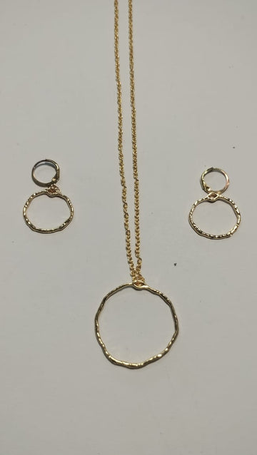 Earring Pendant Bezel Set Golden