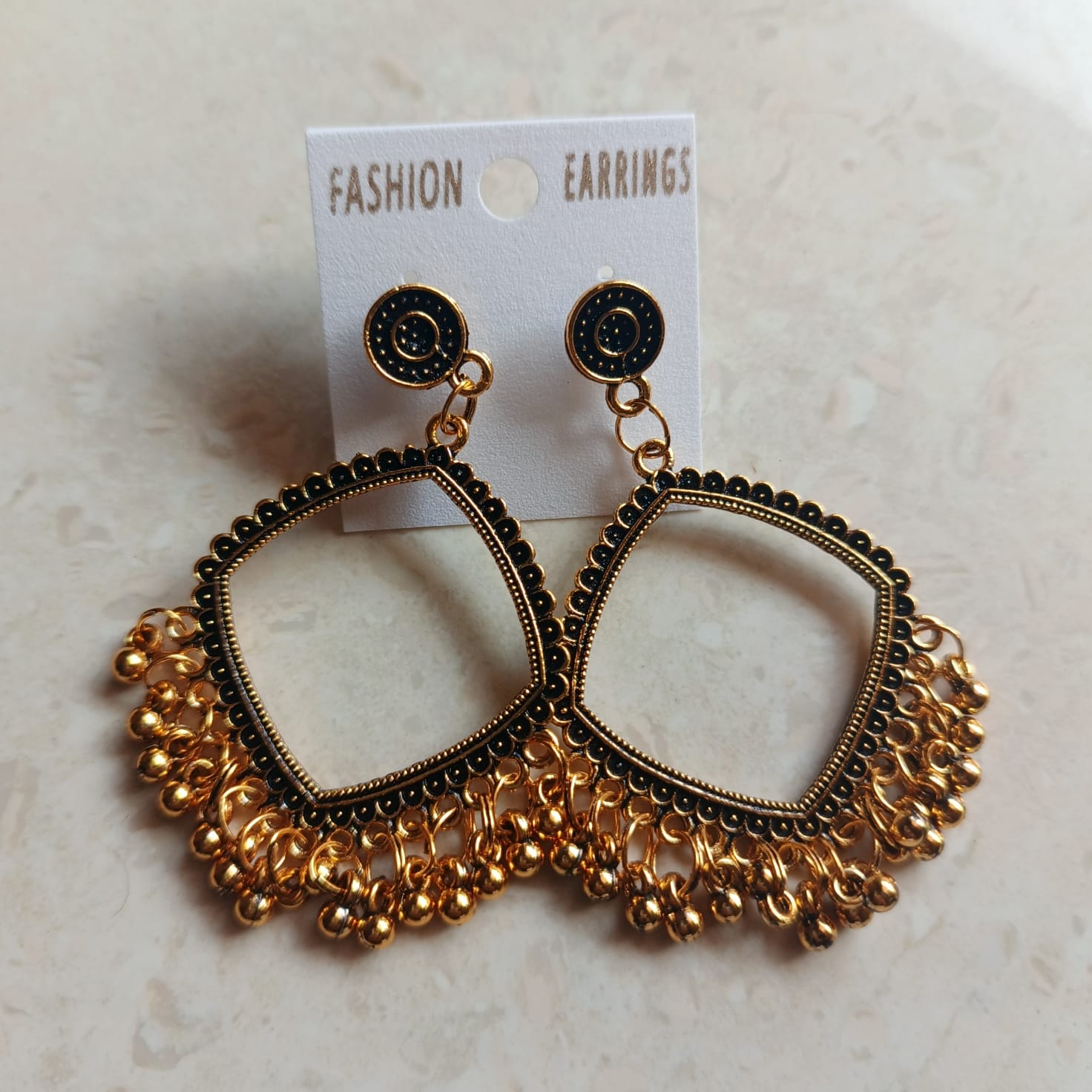 Square Resin Jhumka Base Golden