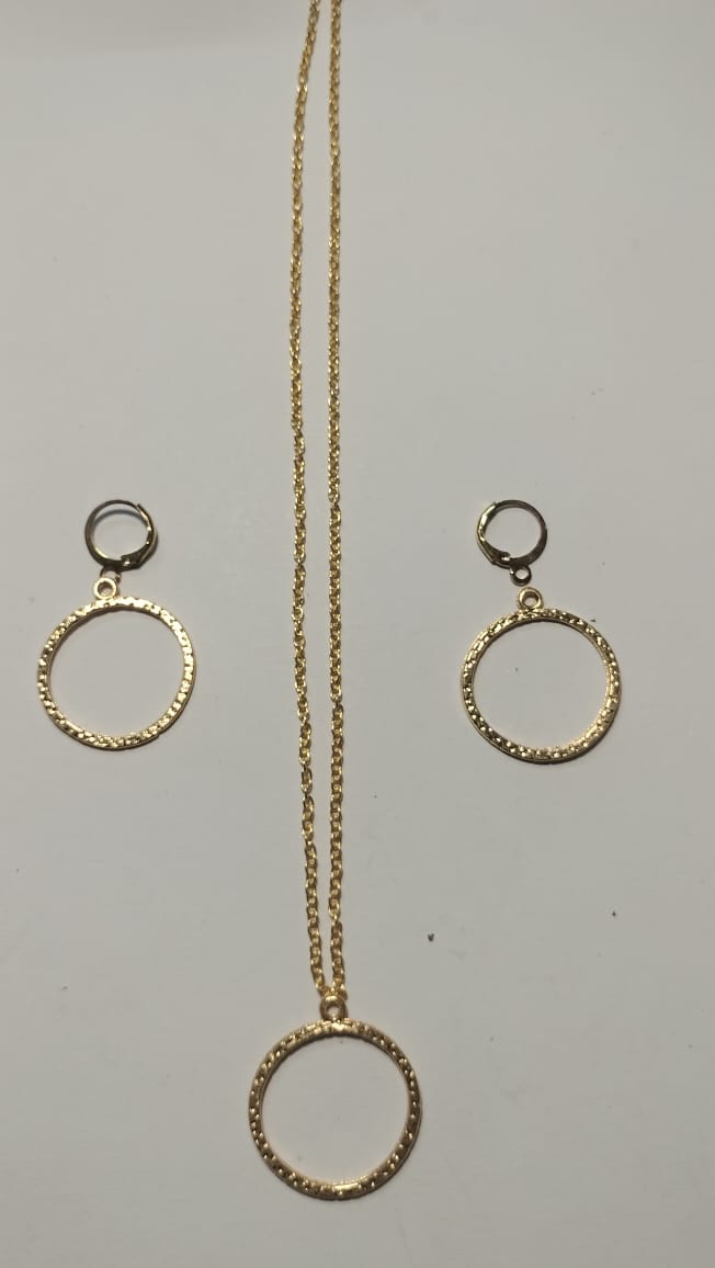Earring Pendant Bezel Set Golden