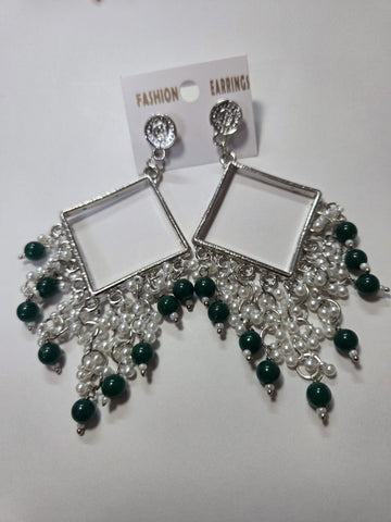 Square Chand Bali Jhumka silver