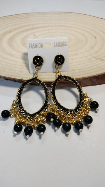 Golden Jhumka With Beads