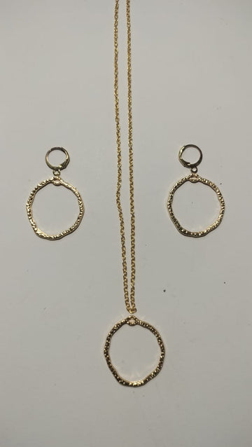 Earring Pendant Bezel Set Golden
