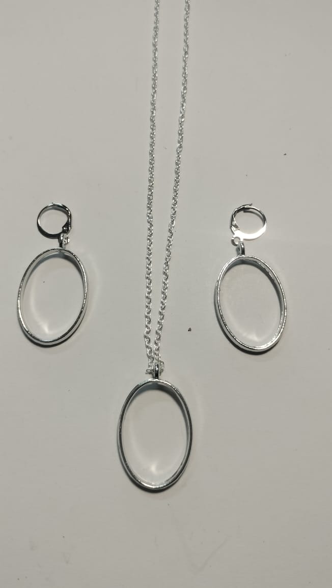 Earring Pendant Bezel Set silver