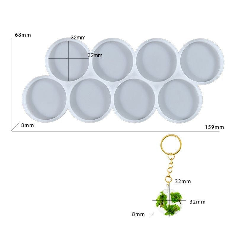 8 cavities round keychain mould