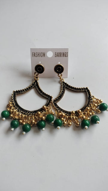 Golden Jhumka With Beads