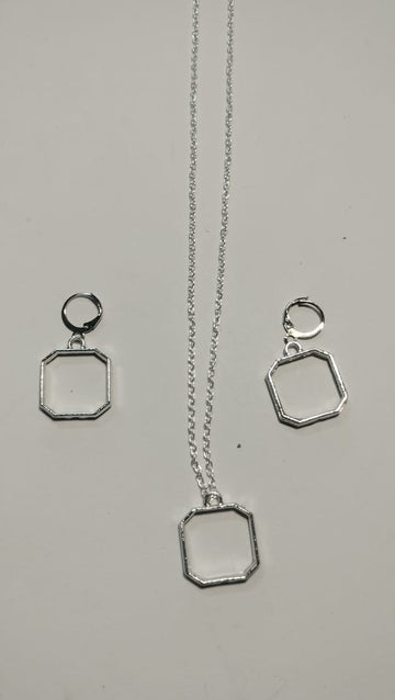 Earring Pendant Bezel Set silver