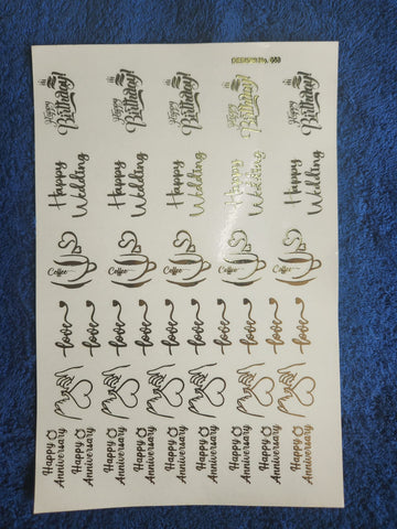 Happy Slogans Golden Embossed stickers