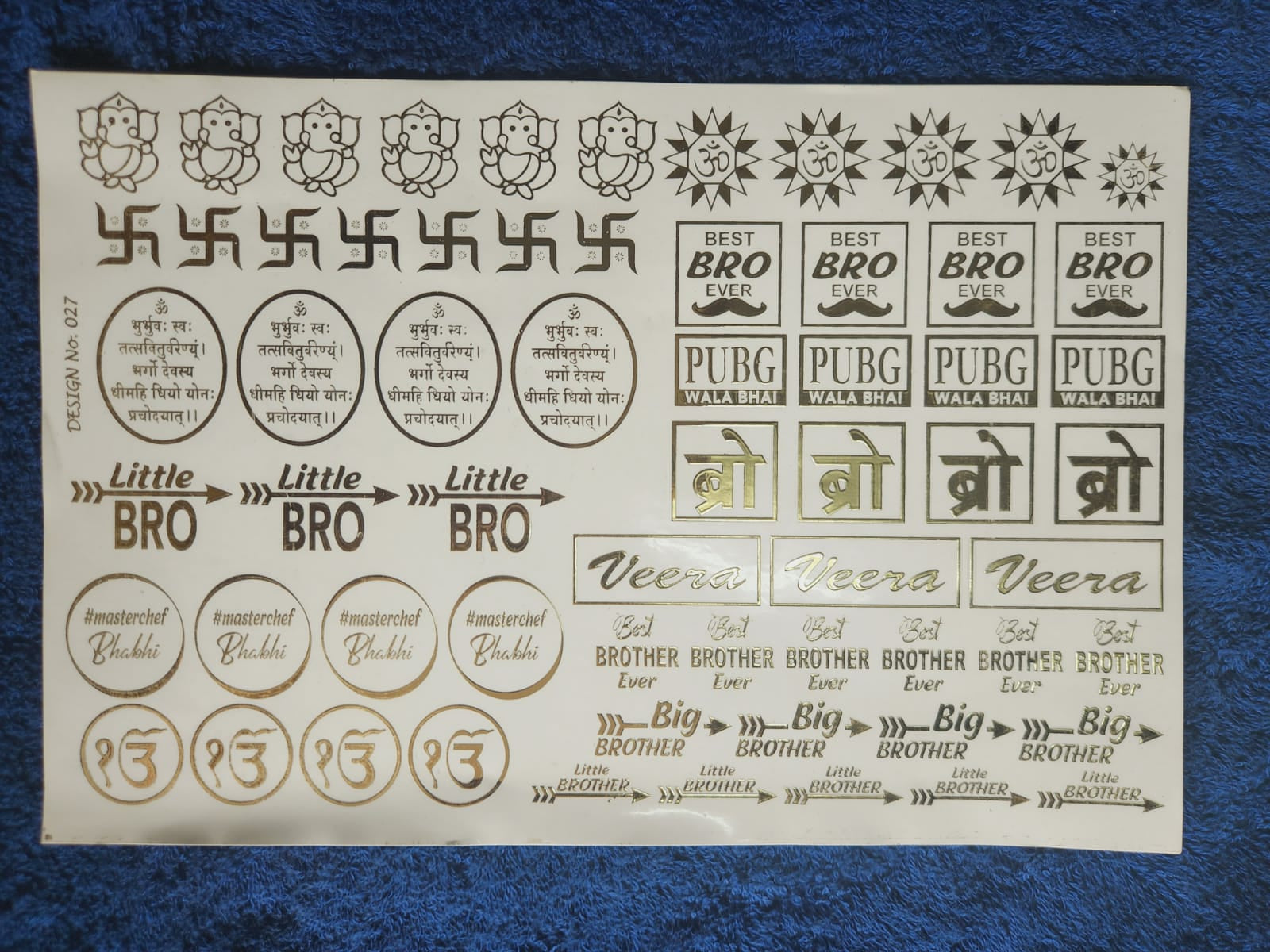Brother and Spiritual Golden Embossed stickers